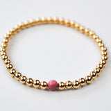 Rhodonite Solo Mini Gold Bracelet